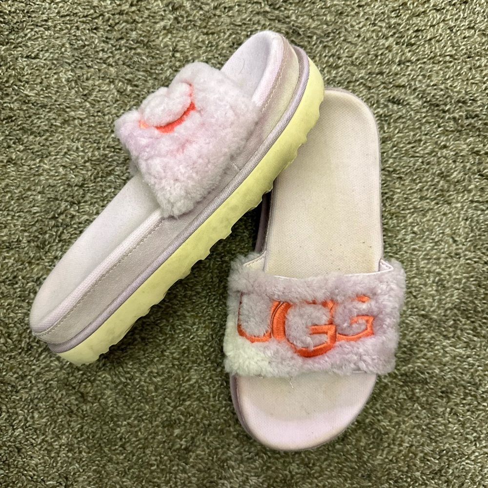 UGG Pink Platform Slide Sandals